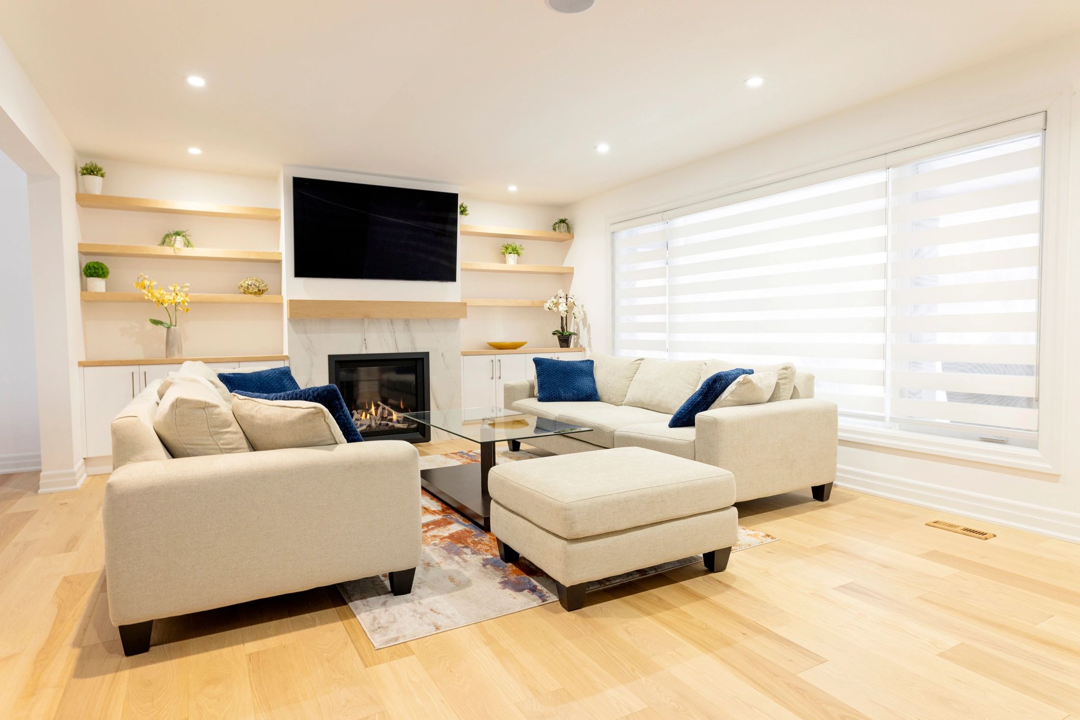 Finished modern living room interior after renovation