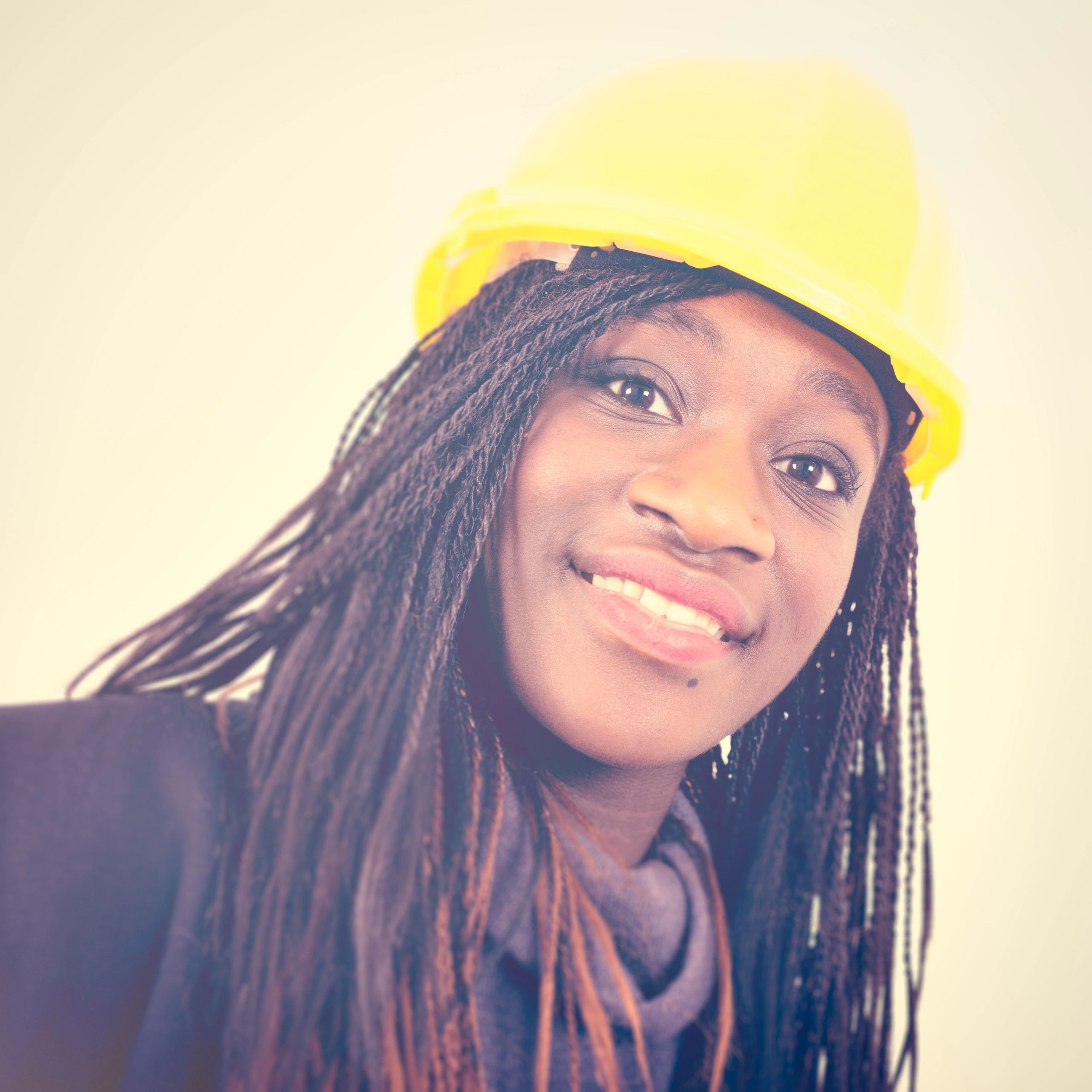 Portrait of a professional client wearing a safety helmet